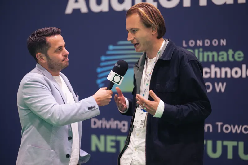Connor Bryant presenting at the London Climate Tech Show